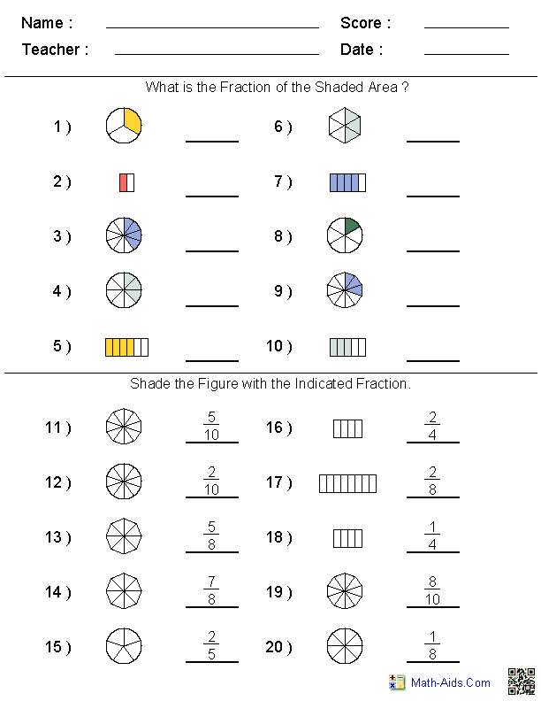 Math Fraction Worksheets