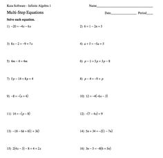 Multi-Step Equations Worksheets