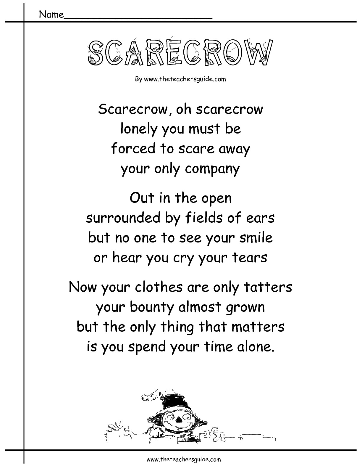 Poem About Autumn Fall Scarecrows
