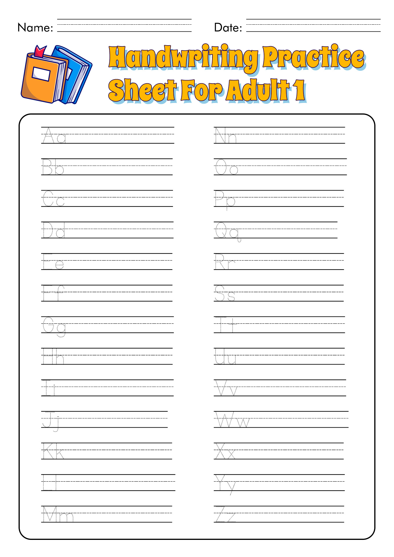 Free Printable Print Handwriting Worksheets For Adults Pdf