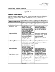 Stages of Critical Thinking Worksheet