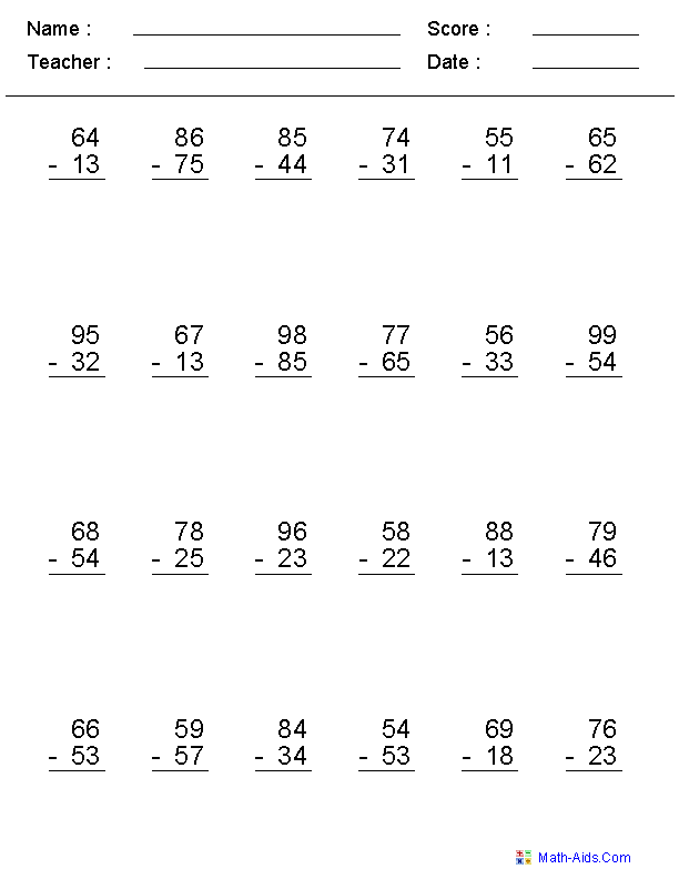 Subtraction with Regrouping Worksheets 3rd Grade