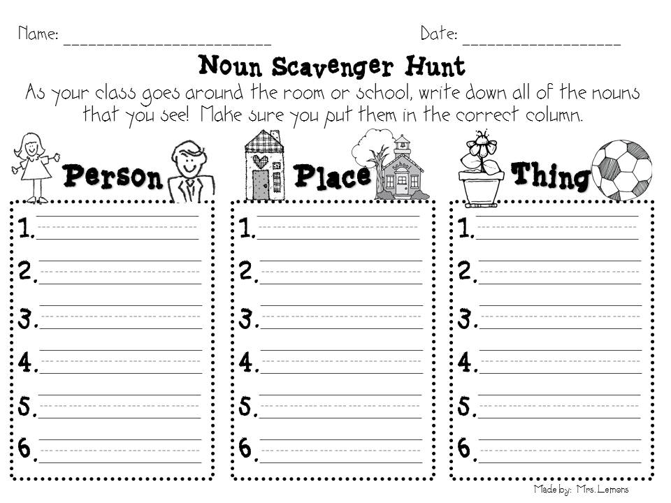 2nd Grade Noun Activities