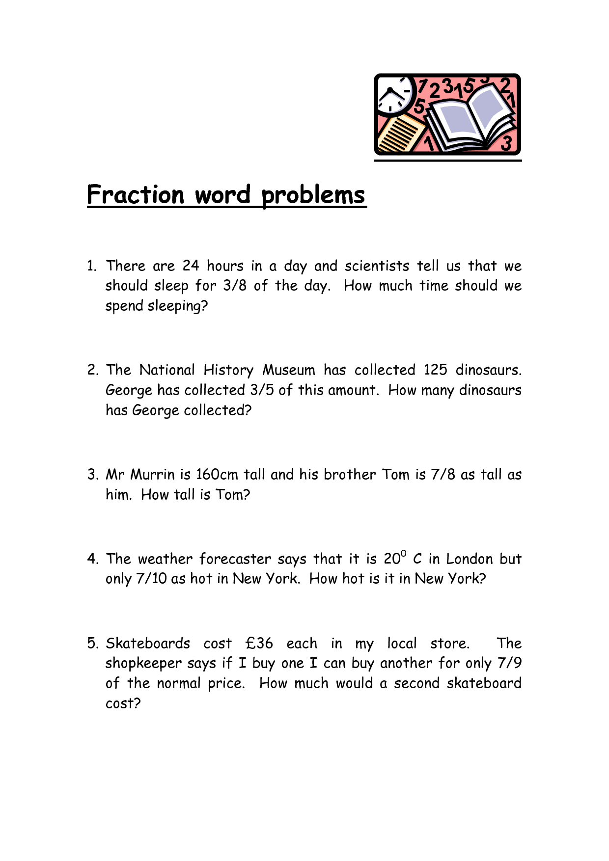 Fraction Multiplication Word Problems Grade 6