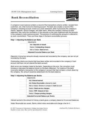 Bank Statement Reconciliation Worksheet