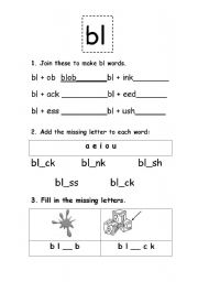 BL Blends Worksheets