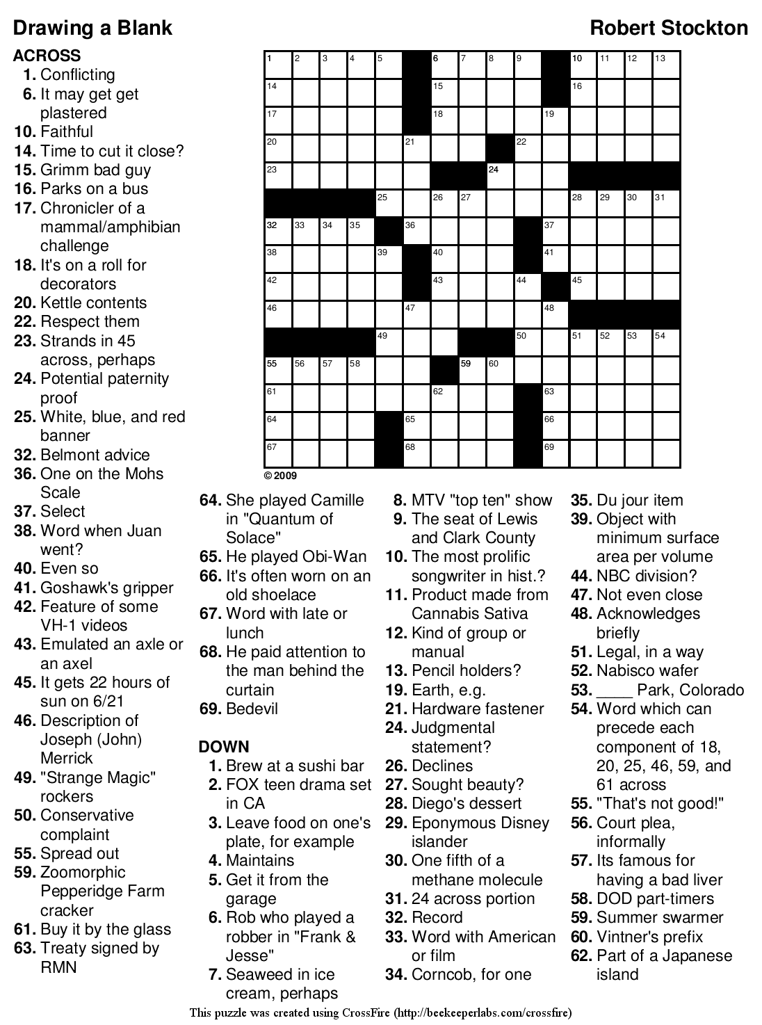 Blank Printable Crossword Puzzles