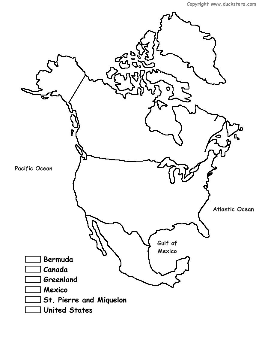 North America Map Coloring Page