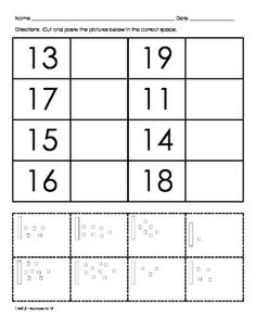 Place Value Teen Numbers Kindergarten Worksheets