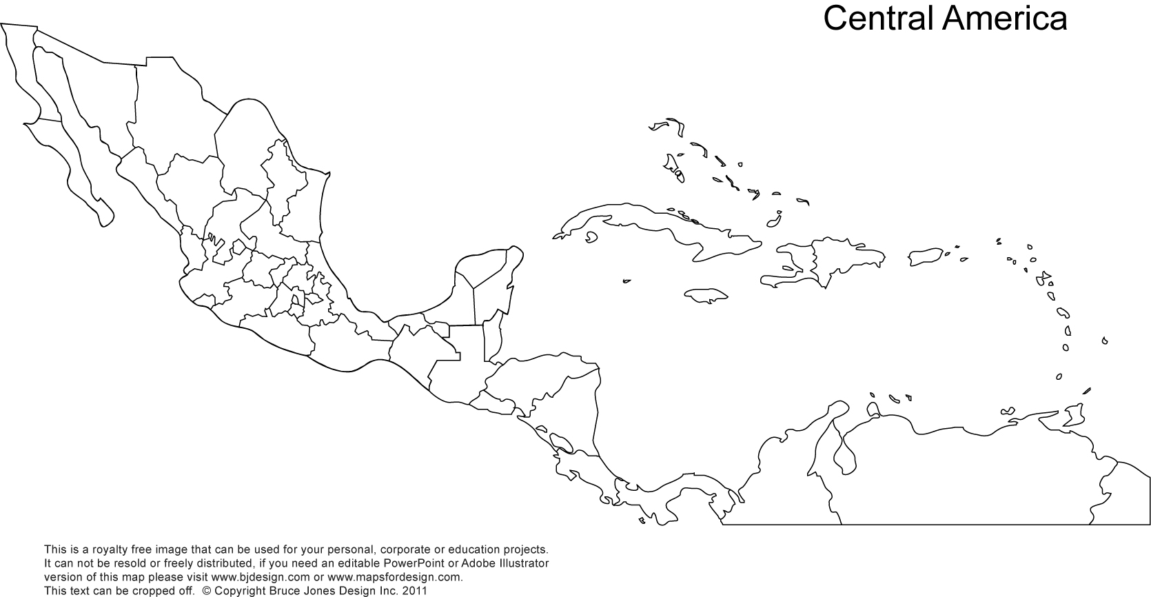 Free Printable Blank Map Of Central America