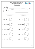 Subtraction with Number Line Worksheet