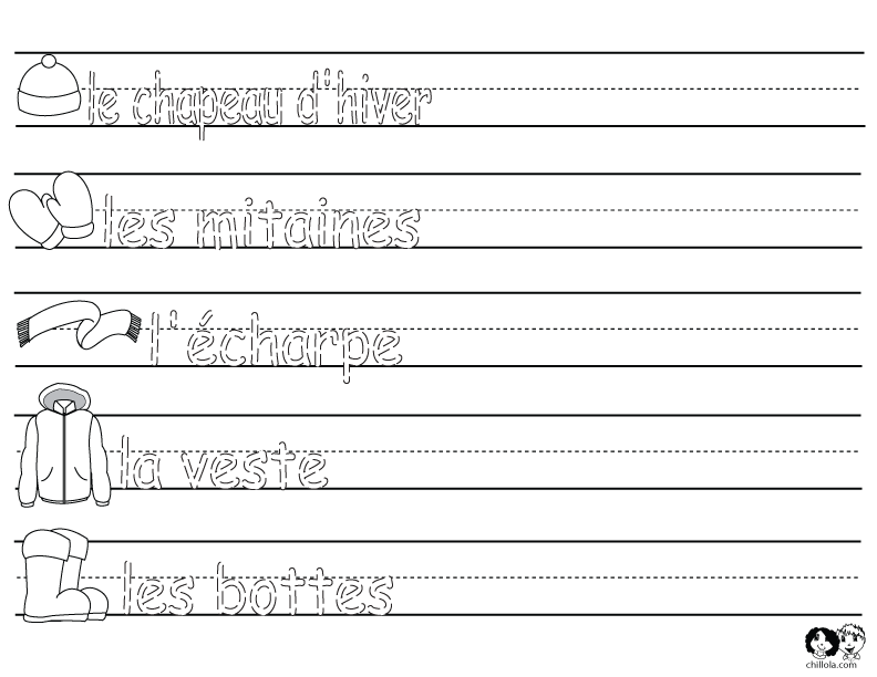 Winter Worksheets Spanish