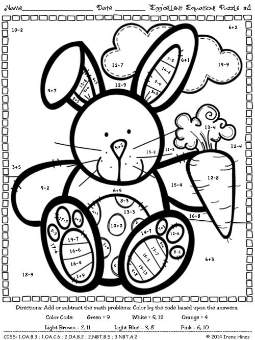 Easter Math Color by Numbers Coloring Pages