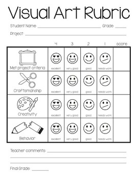 Elementary Art Rubric Printable