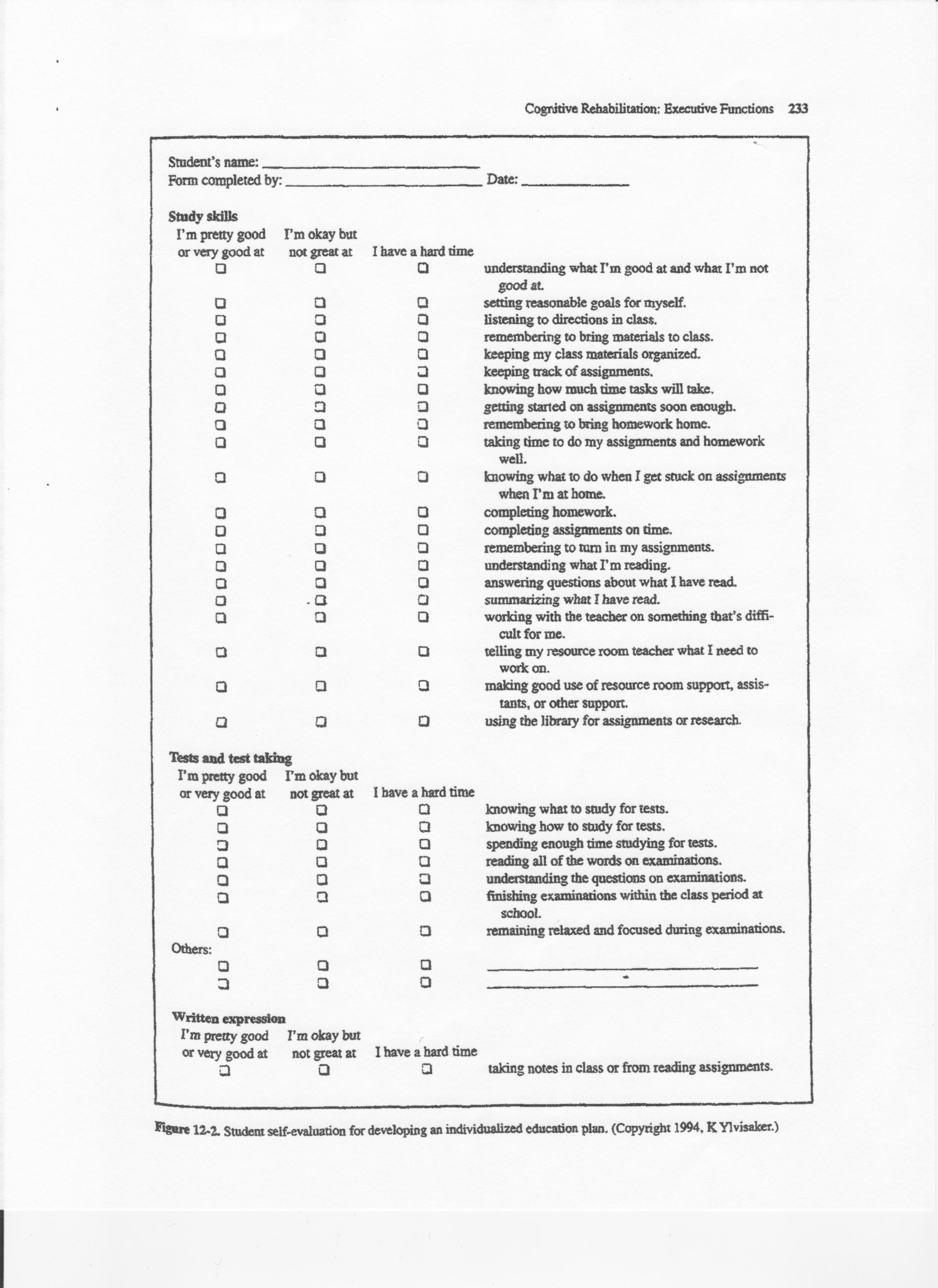 Examples of Self Advocacy Worksheets