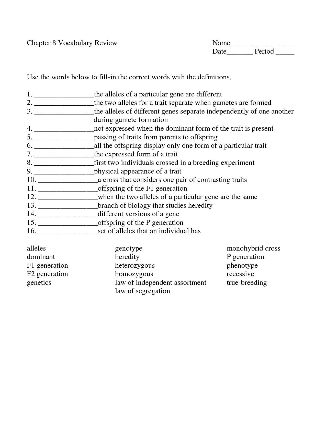 17 DNA Vocabulary Worksheet Worksheeto