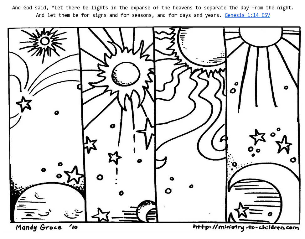 Gods Creation Day 1 Coloring Pages