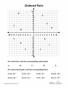 Ordered Pairs Coordinate Plane Worksheets 6th Grade