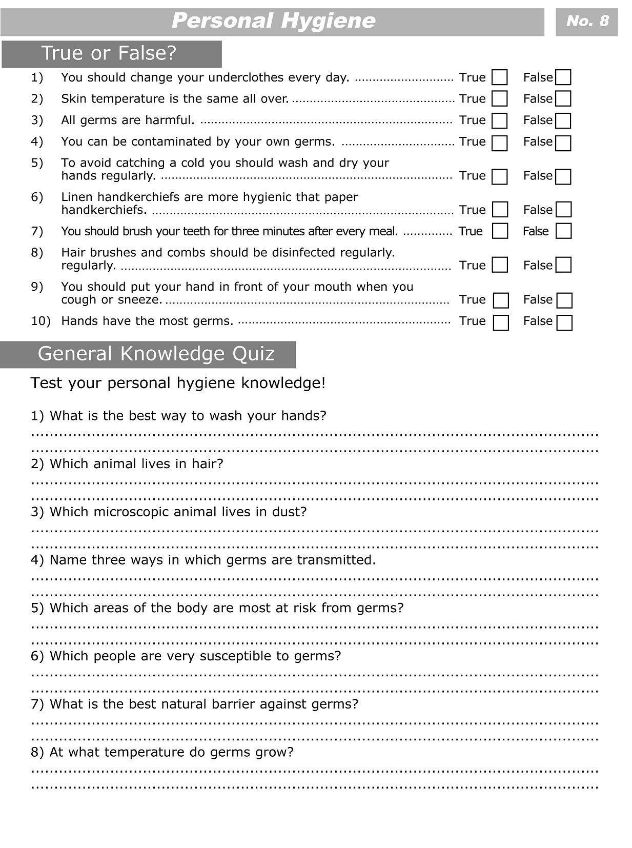 18 Adult Personal Hygiene Worksheets Worksheeto