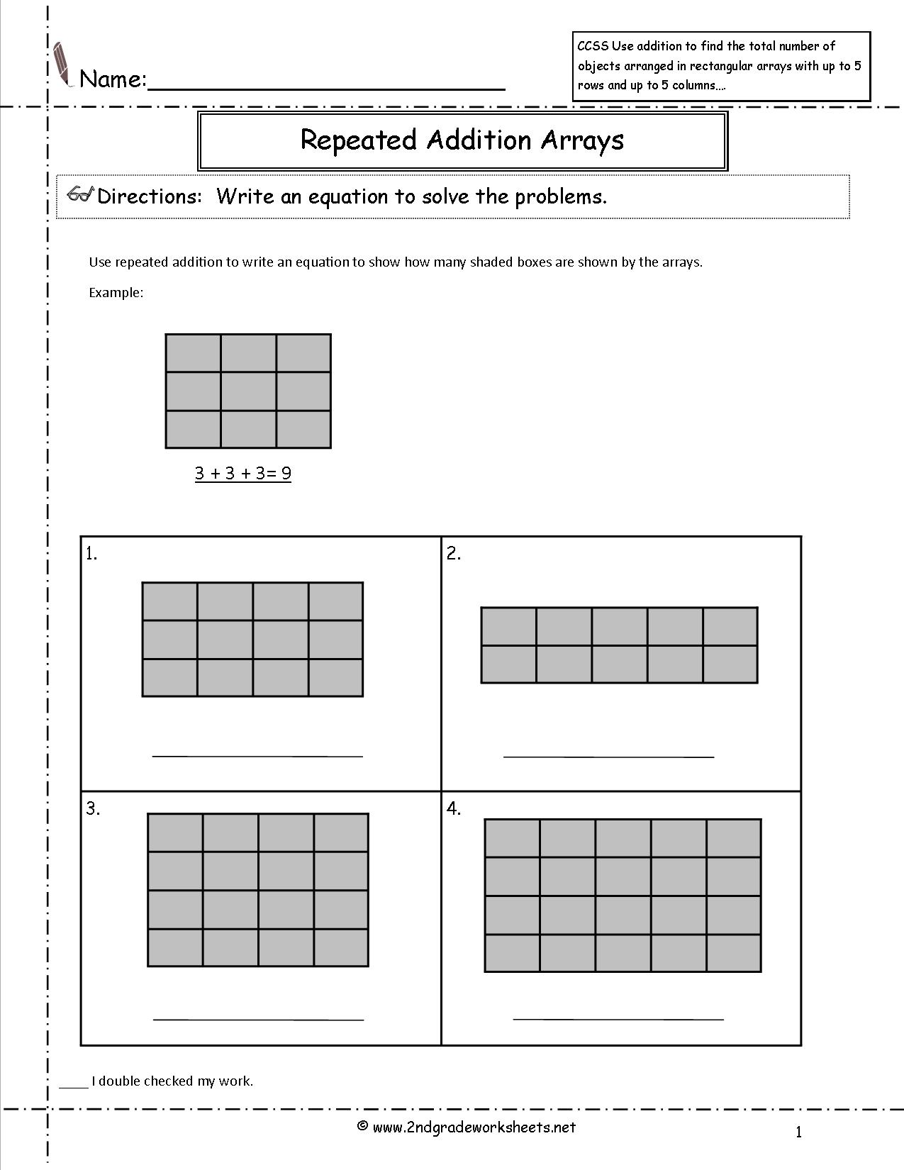 Repeated Addition Arrays Worksheets 2nd Grade