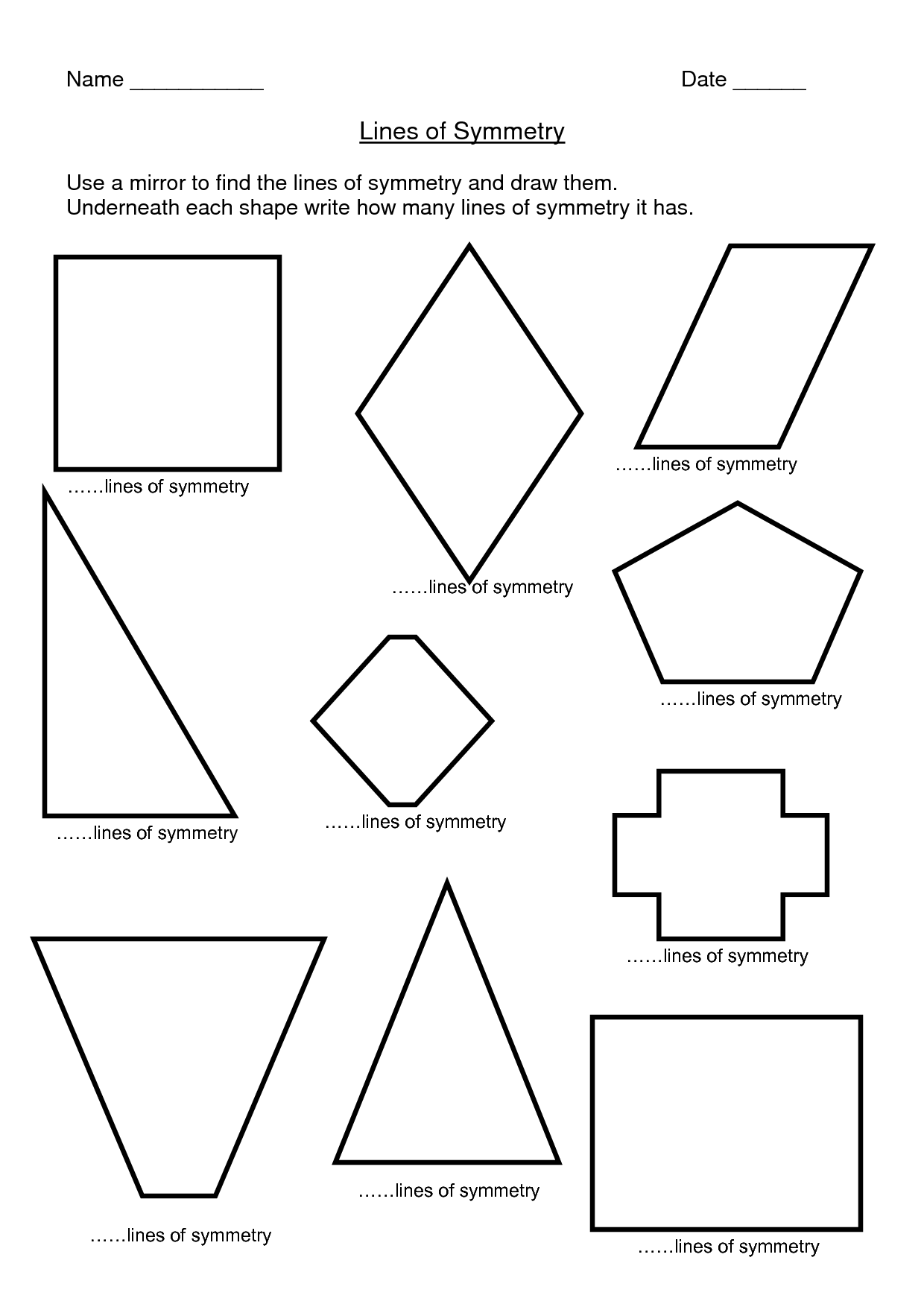 Shapes For Symmetry Worksheet Symmetry Worksheets Shape Worksheets ...
