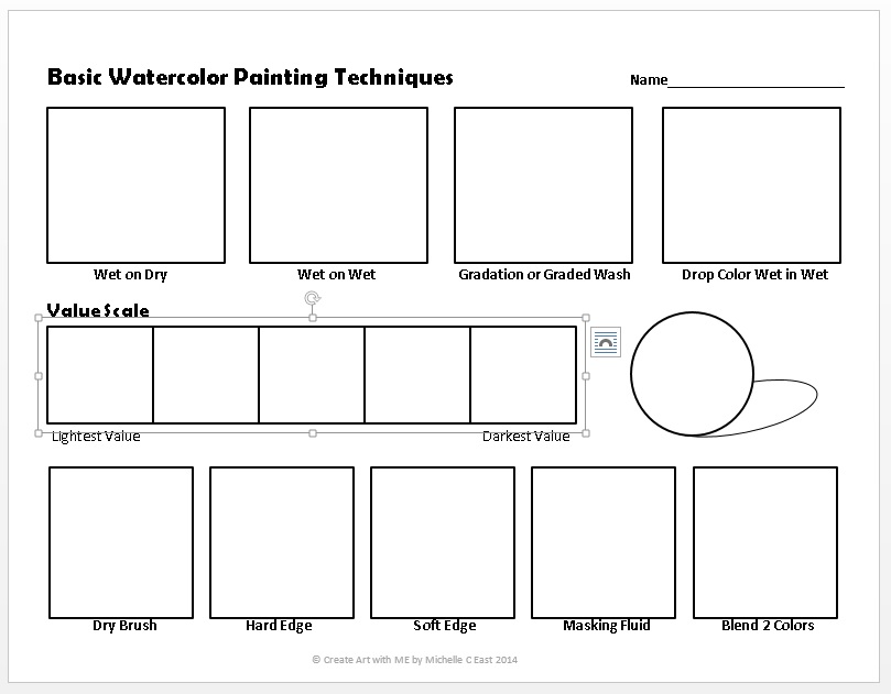 Watercolor Techniques Worksheet