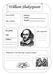 William Shakespeare Worksheets Printable