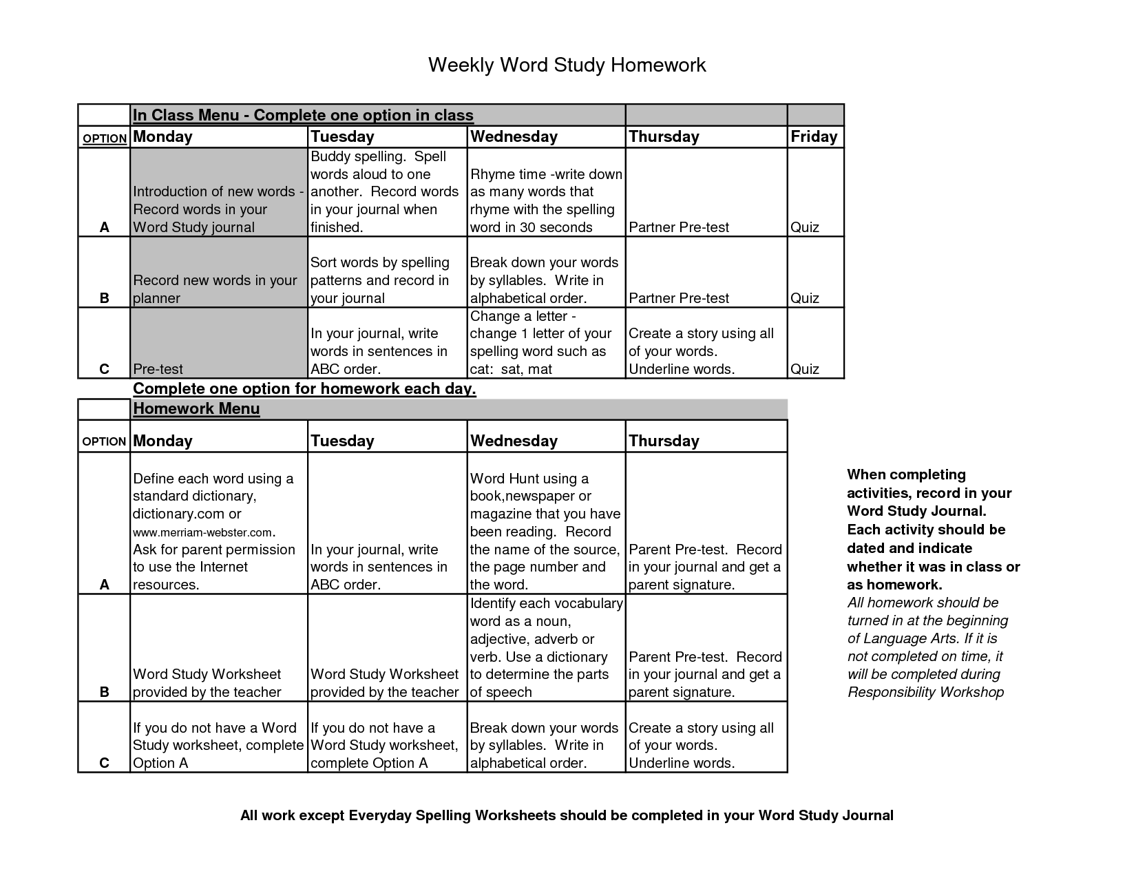 Word Study Worksheet