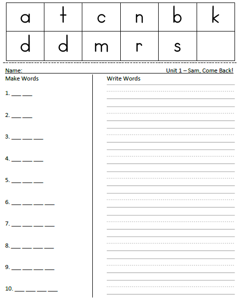 1 Grade Spelling Worksheets