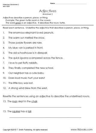 2nd Grade Adjective Worksheets