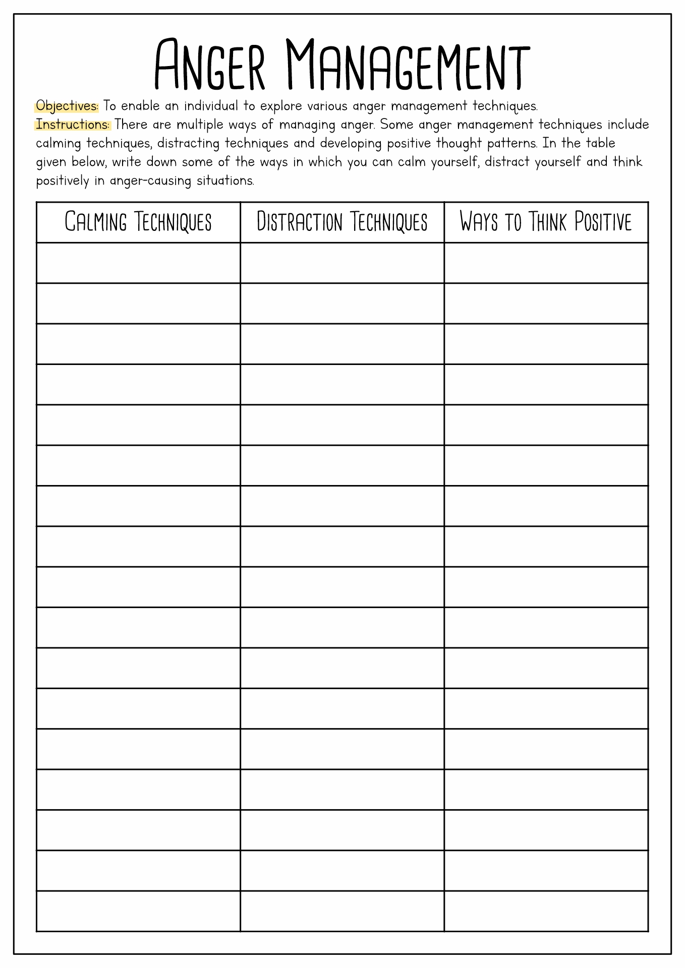 20 Anger Worksheets For Adults Free PDF At Worksheeto