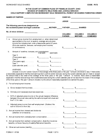 Child Support Worksheet