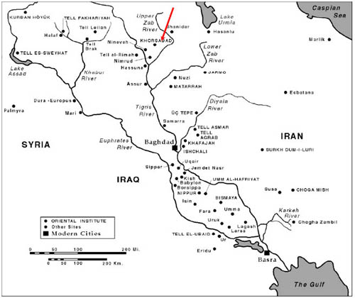 City of Nineveh in Ancient Mesopotamia Map