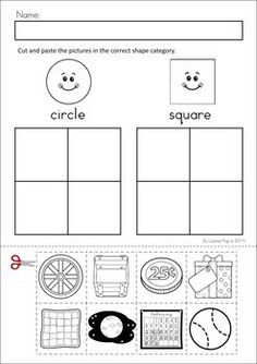 Cut and Paste Shape Sorting Worksheets