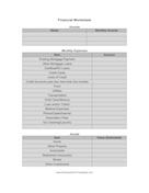 Financial Worksheet Template