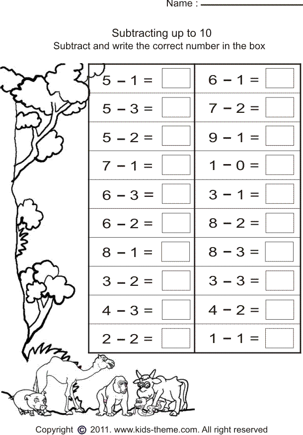 Free Printable Subtraction Worksheets Grade 1