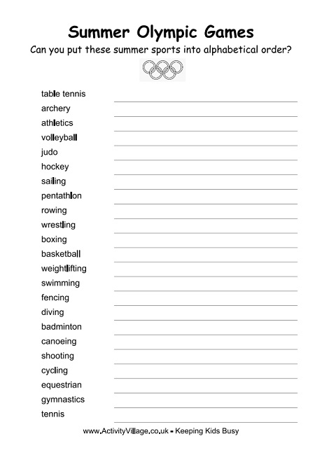 Free Printable Worksheets Alphabetical Order