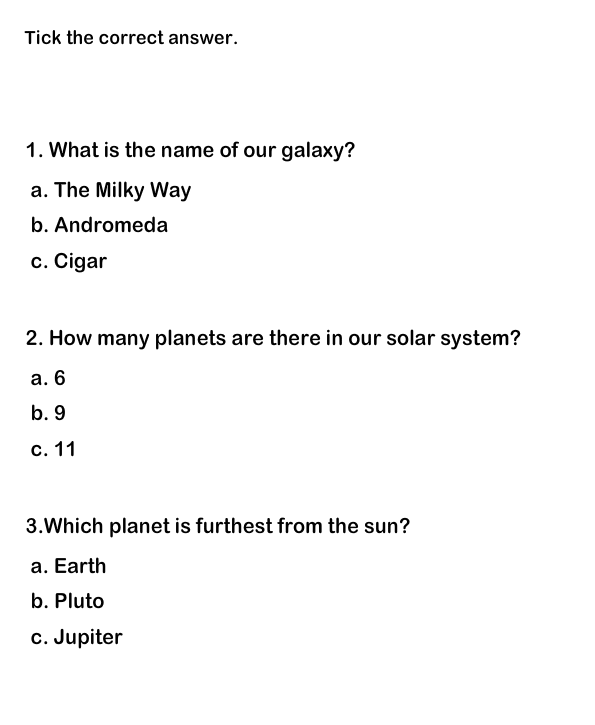 Science Worksheets Solar System