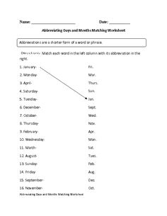 2nd Grade Abbreviation Worksheets