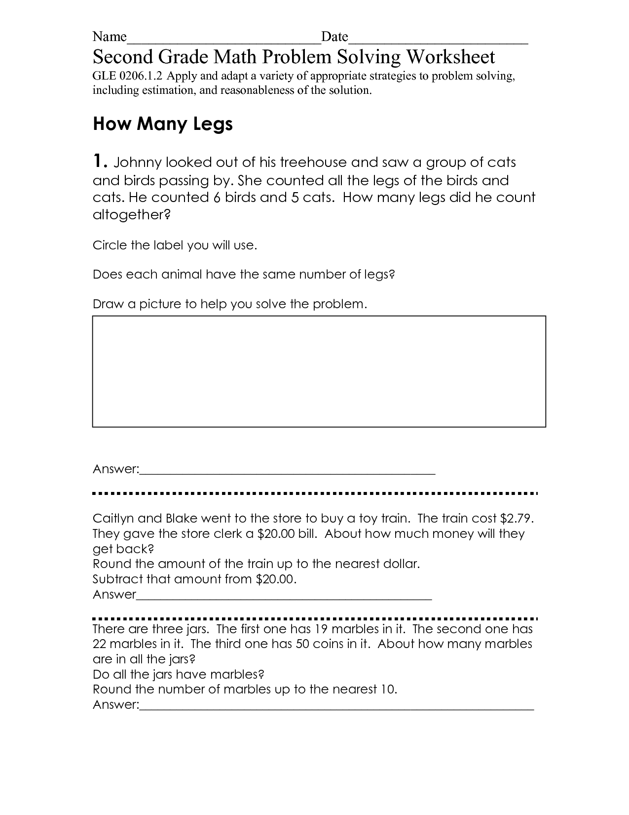 2nd Grade Math Problem Solving Worksheets