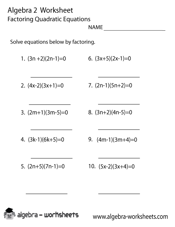 Algebra Factoring Worksheets