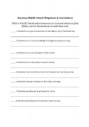 English Worksheets Middle School