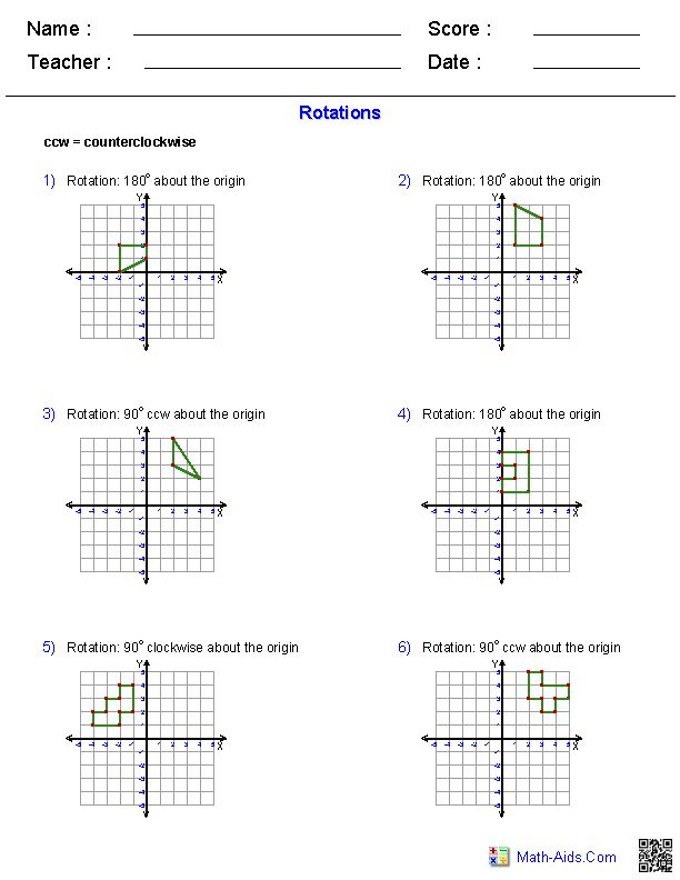 Geometry Rotations Worksheet