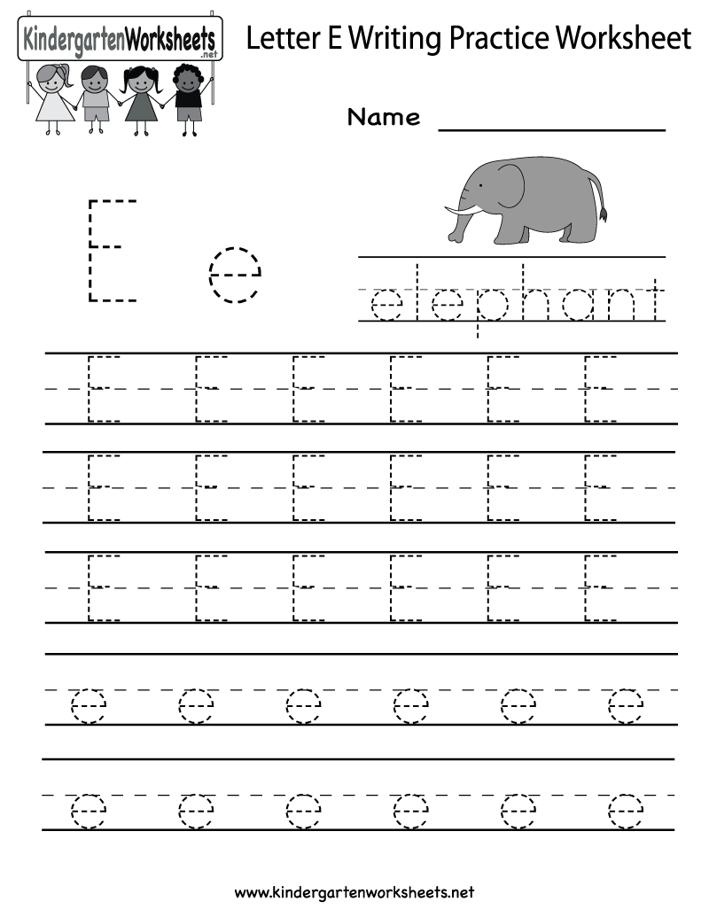 Letter E Writing Practice Worksheet