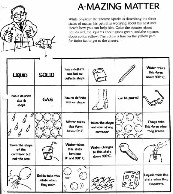 Matter Solid-Liquid Gas Worksheet