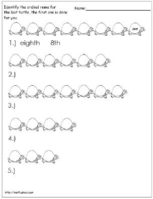 Ordinal Numbers Worksheet