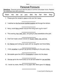 Personal Pronouns Worksheet