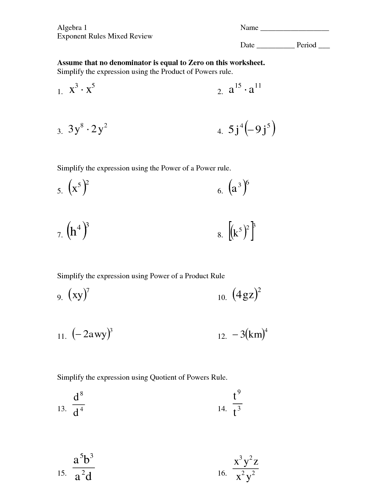 16 Exponent Practice Worksheet Worksheeto