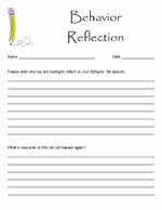 Printable Student Behavior Reflection Form