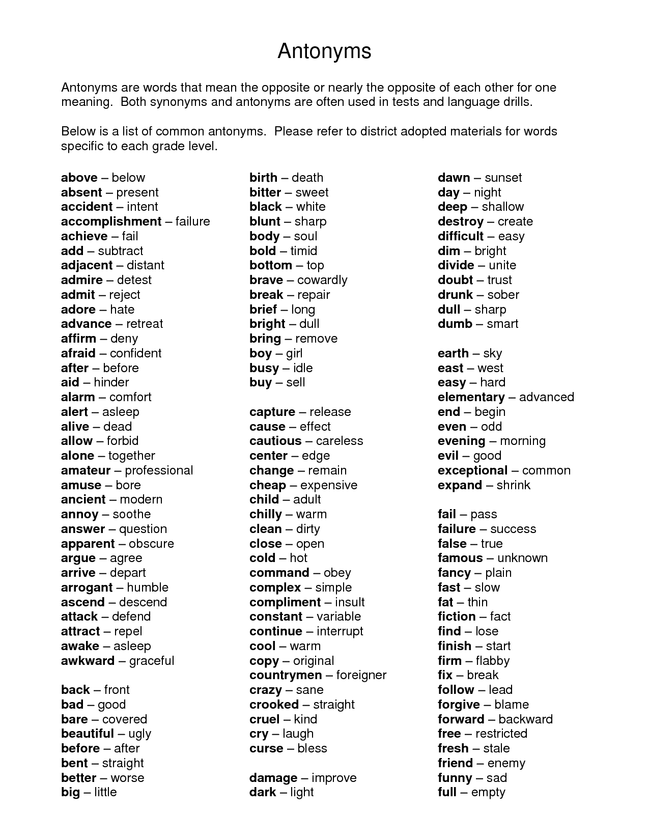 17 Synonyms And Antonyms Worksheets 5th Grade Worksheeto